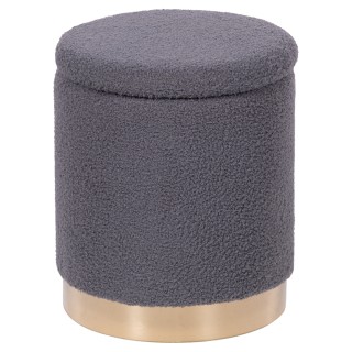 Galileo Σετ 2 Πουφ Αποθηκευτικού Χώρου από Ύφασμα Teddy με Χρυσή Βά...