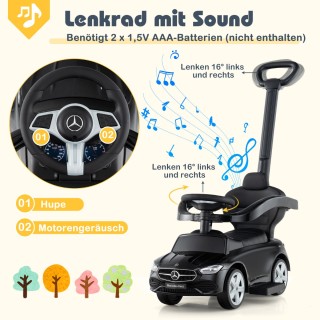 Costway Περπατούρα Mercedes-Benz 3-σε-1 με Ήχους και Ρυθμιζόμενη Σκ...