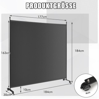 Costway Γκρίζος Ενιαίος Διαχωριστής Χώρου (184 x 30 x 184 cm) JV107...