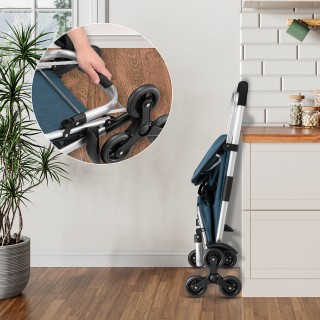 BAKAJI Καρότσι Αγορών Αναρρίχησης Σκαλοπατιών 56L Μπλε Θερμική Τσάν...