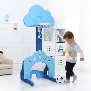 Costway Παιδική Παιδική Χαρά 3 σε 1 με Ρυθμιζόμενο Μπασκετόμπαλο & ...