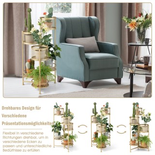 Costway  Πτυσσόμενη Βάση Λουλουδιών με 3 Γλάστρες και 3 Σχάρες σε Χ...