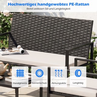 Costway Σετ Επίπλων Κήπου 4 Τεμαχίων από Ρατάν με 2 Πολυθρόνες, Καν...