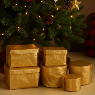 Villa dEste Home Σετ 3 Στρογγυλά Χρυσά Καλάθια με Καπάκι Golden Kit... Villa dEste Home Σετ 3 Στρογγυλά Χρυσά Καλάθια με Καπάκι Golden Kit...