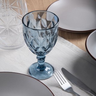 Galileo Σετ 6 ποτήρια κρασιού 340 ml από γυαλί με χαραγμένη μπλε επ...