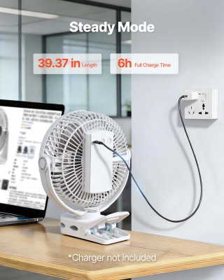 VEVOR Φορητός Επαναφορτιζόμενος Ανεμιστήρας Κλιπ USB με 3 Ταχύτητες...