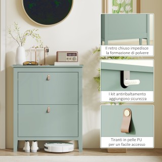 HOMCOM Σκαπιέρα Slim 2 Συρτάρια για 14 Ζευγάρια Παπουτσιών Μέγεθος ...