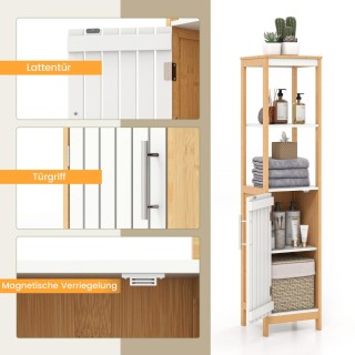 Costway Ψηλή Μπαμπού Ντουλάπα Μπάνιου με Ρυθμιζόμενα Ράφια και Πόρτ... Costway Ψηλή Μπαμπού Ντουλάπα Μπάνιου με Ρυθμιζόμενα Ράφια και Πόρτ...