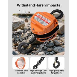 VEVOR Χειροκίνητος Ανυψωτήρας 1 Τόνου με Βελτιωμένη Αλυσίδα G80, Πο...