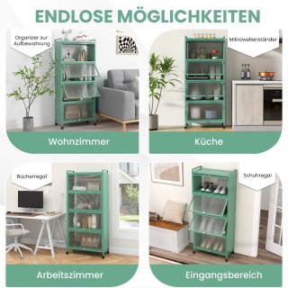 Costway  Πολυλειτουργική Πράσινη Ραφιέρα με Ρόδες και Ανοιγόμενες Π...