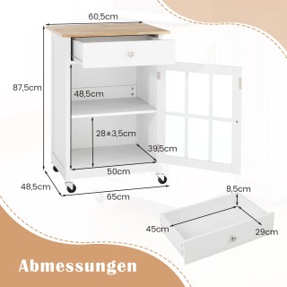 Costway Κουζίνα Νησίδα με Ξύλινη Επιφάνεια και Γυάλινη Πόρτα και Συ...