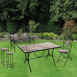Galileo Ορθογώνιο εξωτερικό τραπέζι 143x83 cm από σίδερο με κεραμικ...