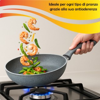 BAKAJI Σετ 3 Τηγάνια Primolla 20-24-28cm από Αλουμίνιο Εφέ Πέτρας γ...