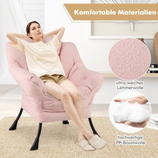 Costway Ροζ Πολυθρόνα Χαλάρωσης με Μπράτσα, Πλαϊνή Τσέπη & Υποπόδιο... Costway Ροζ Πολυθρόνα Χαλάρωσης με Μπράτσα, Πλαϊνή Τσέπη & Υποπόδιο...