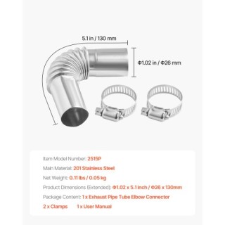 VEVOR Σύνδεσμος Καμπύλης Εξάτμισης για Θερμαντήρα Diesel, 25mm με Δ... VEVOR Σύνδεσμος Καμπύλης Εξάτμισης για Θερμαντήρα Diesel, 25mm με Δ...