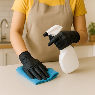 BAKAJI 1000 x Μίας Χρήσης Μαύρα Νιτριλίου Γάντια Χωρίς Πούδρα και Λ...