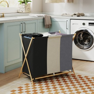 HOMCOM Πτυσσόμενο Καλάθι Απλύτων με 3 Διαμερίσματα, από Μπαμπού και... HOMCOM Πτυσσόμενο Καλάθι Απλύτων με 3 Διαμερίσματα, από Μπαμπού και...