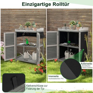 Costway Ξύλινη ντουλάπα κήπου με μεταλλική πλάκα, 2 ράφια αποθήκευ... Costway Ξύλινη ντουλάπα κήπου με μεταλλική πλάκα, 2 ράφια αποθήκευ...