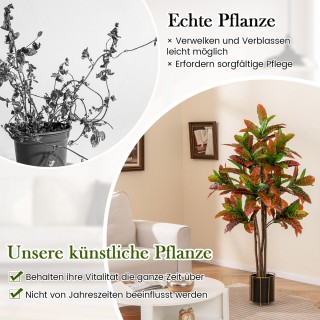 Costway Τεχνητό Φυτό Κρότωνας 150cm με Πολύχρωμα Φύλλα HZ10318-1