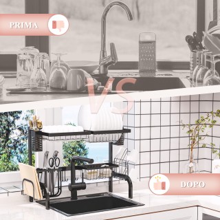 HOMCOM Ρυθμιζόμενη Διπλή Ανοξείδωτη Στεγνωτήρας Πιάτων για Νεροχύτη... HOMCOM Ρυθμιζόμενη Διπλή Ανοξείδωτη Στεγνωτήρας Πιάτων για Νεροχύτη...