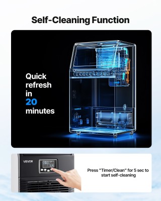 VEVOR Επαγγελματική Παγομηχανή, 40.82 kg/24h, Ανοξείδωτη με LED Οθό...