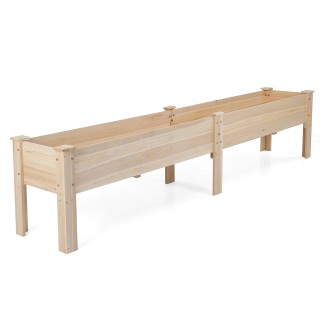 Costway Ξύλινο υπερυψωμένο παρτέρι με οπές αποστράγγισης και 2 χώρο...