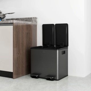 HOMCOM Διπλό Κάδος Απορριμμάτων 15L με Αθόρυβο Κλείσιμο, από Ανοξεί... HOMCOM Διπλό Κάδος Απορριμμάτων 15L με Αθόρυβο Κλείσιμο, από Ανοξεί...