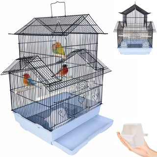 BAKAJI  Μαύρο Κλουβί Πουλιών για Πτηνά Παπαγάλους με Ταΐστρες 50.5x...