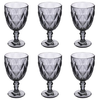 Galileo Σετ 6 ποτήρια 340 ml από γυαλί με σκαλιστή καπνιστή επιφάνε...