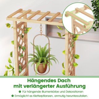 Costway Ξύλινη υπερυψωμένη ζαρντινιέρα ελεύθερης τοποθέτησης με πέρ...