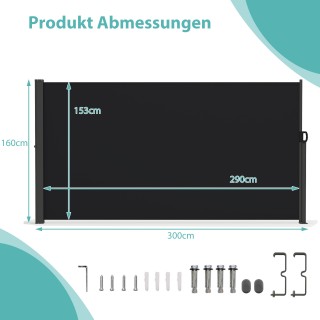Costway Πτυσσόμενο Ανεμοφράχτης Αλουμινίου για Μπαλκόνι 300x18x160... Costway Πτυσσόμενο Ανεμοφράχτης Αλουμινίου για Μπαλκόνι 300x18x160...