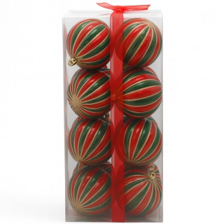 BAKAJI Σετ 16 Χριστουγεννιάτικες Μπάλες Για Δέντρο Κόκκινες και Πρά...