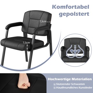 Costway Σετ 2 Καρεκλών Συνεδρίου με Γεμιστά Μπράτσα και Μεταλλικό Σ...