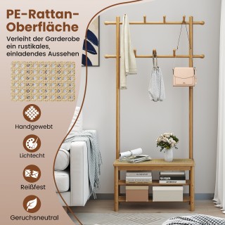 Costway Πολυλειτουργικός Καλόγερος με Παπουτσοθήκη & Ράφι Παπουτσιώ...