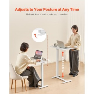 VEVOR Κινητό Τραπέζι Κρεβατιού με Ρόδες και Θήκη Ποτηριού Λευκό CSZ...