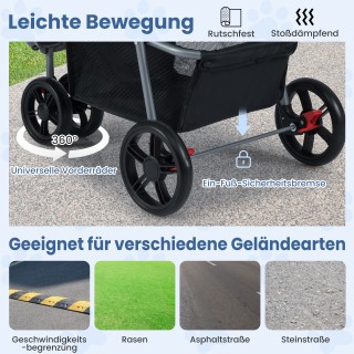 Costway Ελαφρύ Πτυσσόμενο Καροτσάκι Κατοικίδιων με Ρυθμιζόμενο Σκία...