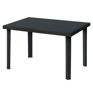 Galileo Τραπέζι Πλαστικό PP με Υφή Rattan σε Απόχρωση Γκρι Ανθρακί ...