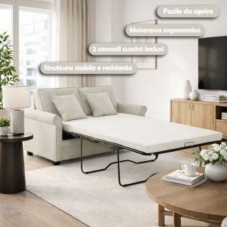 Shally Dogan Διθέσιος Καναπές-Κρεβάτι Μπεζ με Εργονομικό Μαξιλάρι M...