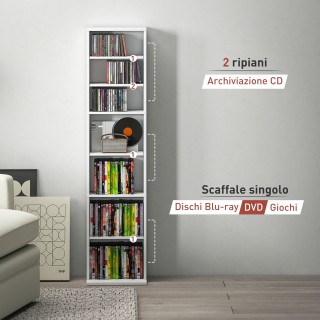 HOMCOM Ράφι αποθήκευσης CD με 6 Ρυθμιζόμενα Ράφια, Χωρητικότητα 260...