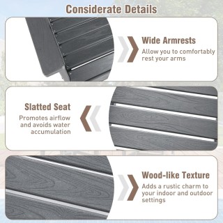 Costway  Γκρι Κήπου Πολυθρόνα Ανθεκτική στον Καιρό με Ξύλινη Όψη NP...