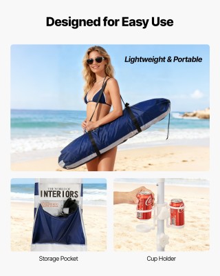 VEVOR Κιόσκι Παραλίας 2.4 x 2.4 μ με Πλευρικό Τείχος και Προστασία ...