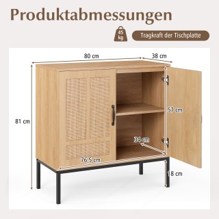 Φυσικός Μπουφές Boho  με Ραττάν, Ρυθμιζόμενο Ράφι και 2 Πόρτες 80 x...