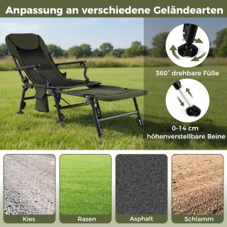 Costway Πτυσσόμενη Καρέκλα Ψαρέματος Με Μετακινούμενο Υποπόδιο & Ρυ...