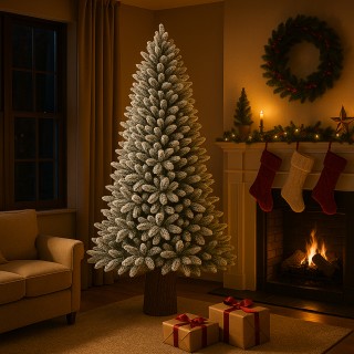 BAKAJI Χριστουγεννιάτικο Δέντρο Royal 210cm με Χιόνια Βάση Τροχο Πρ...