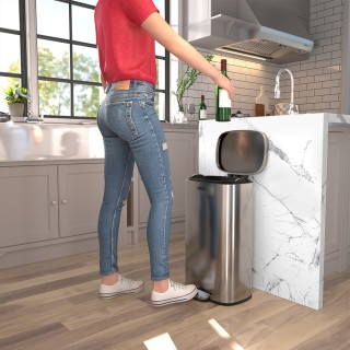 BAKAJI Κάδος Απορριμμάτων 42.5 x 37 x 65 εκ. με Πεντάλ 50L από Ανοξ...