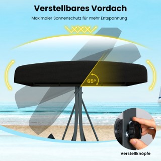 Costway 3-Θέσια Κούνια Κήπου 118 x 192 x 165 cm με Σκίαστρο & Πλάτη...