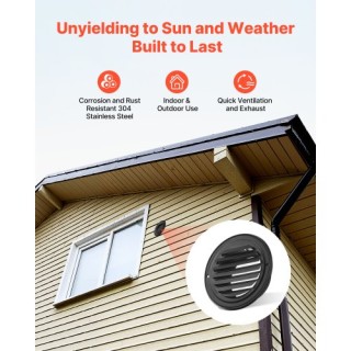 VEVOR Κάλυμμα Στρογγυλού Αεραγωγού 97 mm Ανοξείδωτο Ατσάλι Μαύρο (Σ...