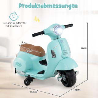Costway  Αδειοδοτημένο Παιδικό Ηλεκτρο-Βέσπα 6V με LED Φώτα - Μπλε ...