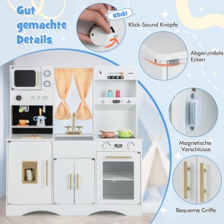 Costway Παιδική Κουζίνα με Αξεσουάρ Μαγειρικής Ξύλινη με Φούρνο Μικ...