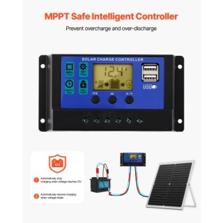 VEVOR Ηλιακός Φορτιστής Μπαταρίας 30W 12V με MPPT & Ρυθμιζόμενη Βάσ... VEVOR Ηλιακός Φορτιστής Μπαταρίας 30W 12V με MPPT & Ρυθμιζόμενη Βάσ...